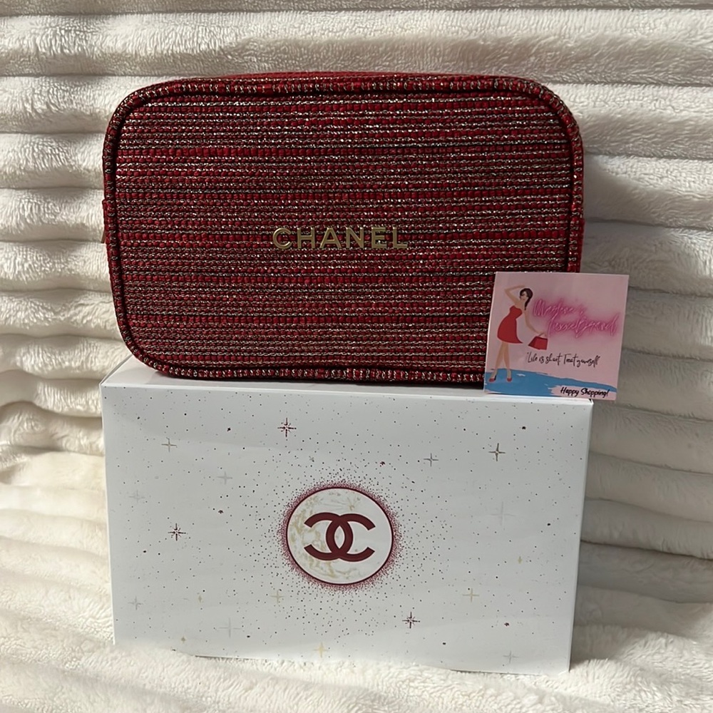 CHANEL Red Makeup Bag nwot